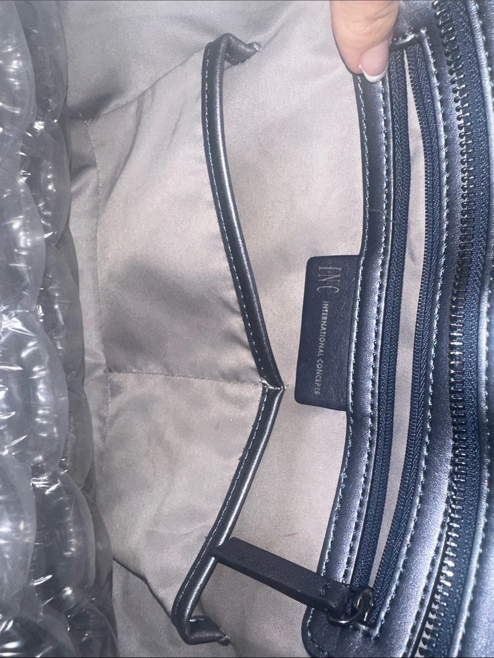 INC International Concepts Blue Metallic Leather Laptop Bag